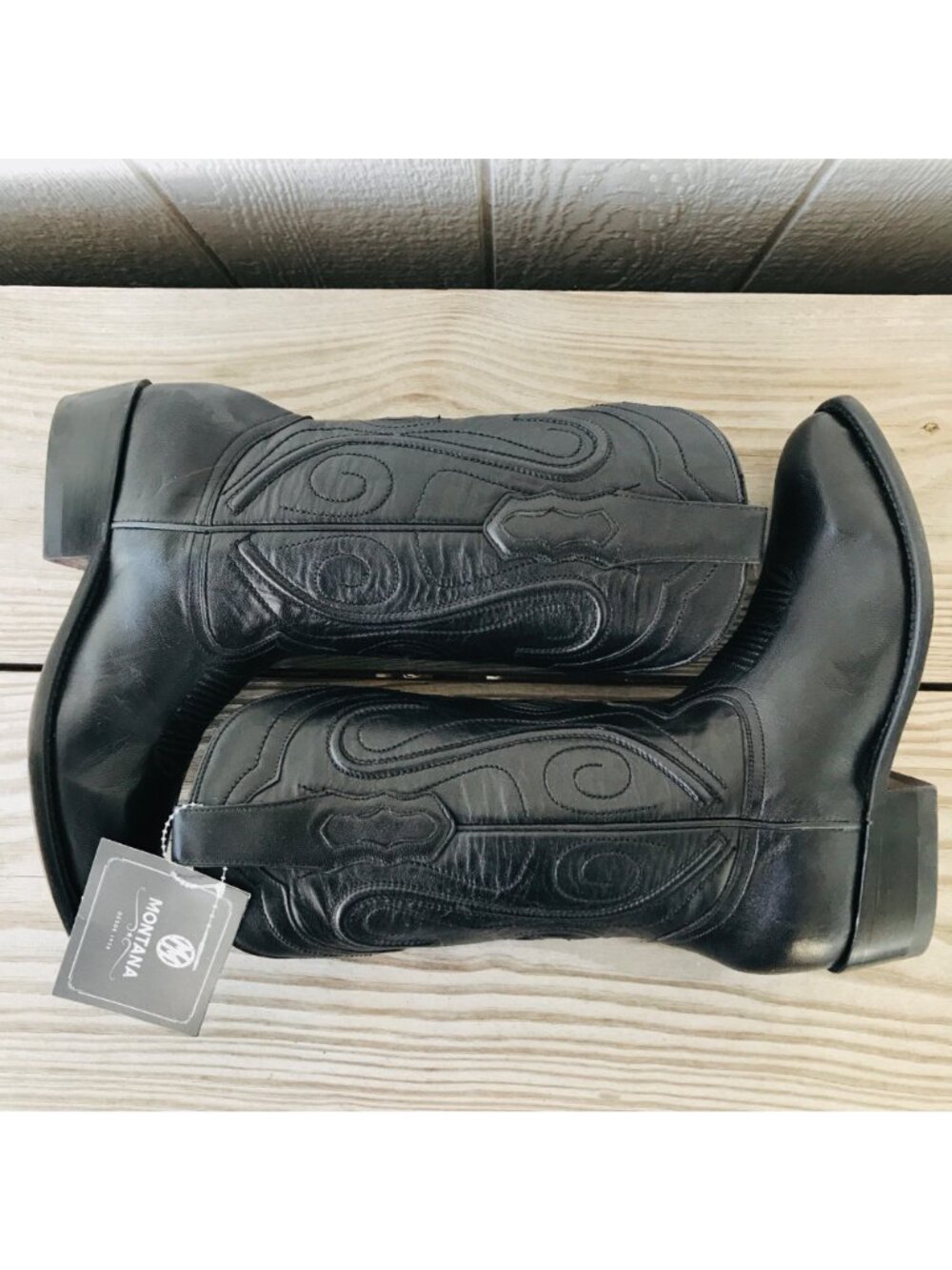 Montana San Angelo Womens Black Corded Cowboy Western Boots 8 W M2136 - Picture 6 of 13
